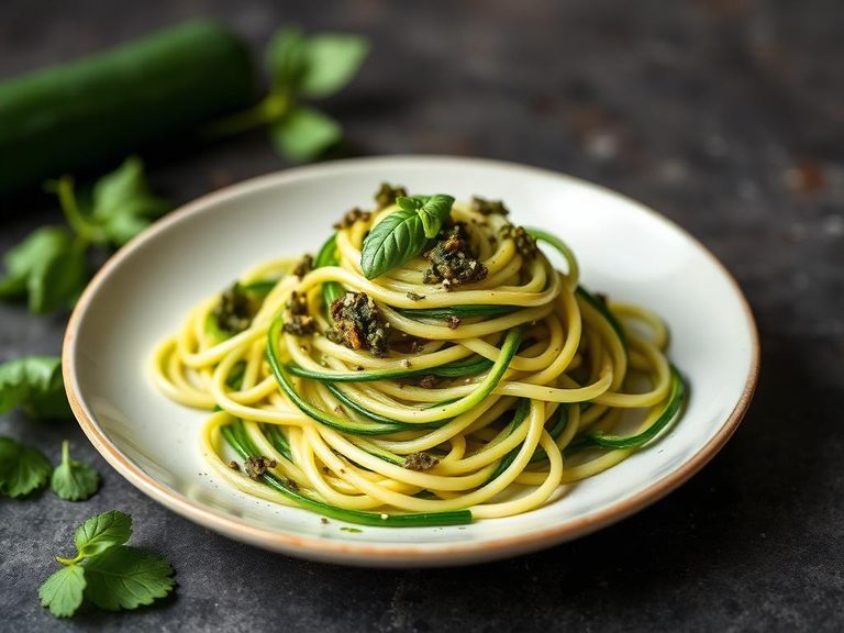 Zucchini noodles with pesto