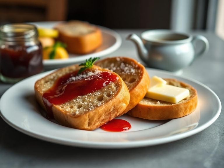 Zwieback with butter and jam