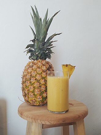 Pineapple juice, canned or bottled, unsweetened, with added ascorbic acid
