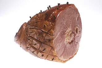 Pork, cured, ham, slice, bone-in, separable lean only, unheated