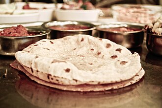 Bread, chapati or roti, plain, commercially prepared