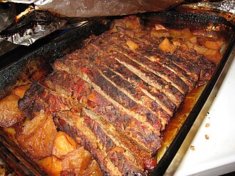 Beef, brisket, flat half, separable lean and fat, trimmed to 1/8" fat, select, raw