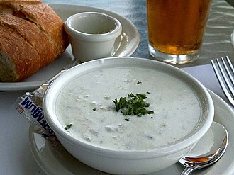 Soup, clam chowder, new england, canned, ready-to-serve