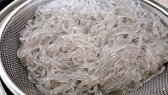 Noodles, chinese, cellophane or long rice (mung beans), dehydrated
