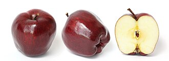 Apples, red delicious, with skin, raw