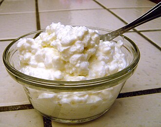 Cottage cheese, full fat, large or small curd