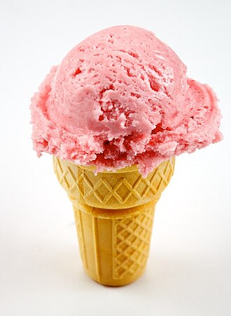 Ice cream cone, scooped, vanilla, waffle cone