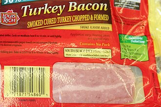 Turkey bacon, cooked
