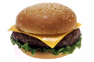 Double cheeseburger, from fast food, 2 medium patties
