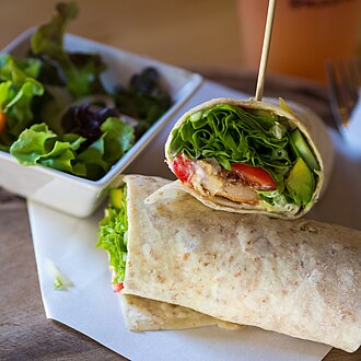 Chicken fillet wrap sandwich, grilled, from fast food