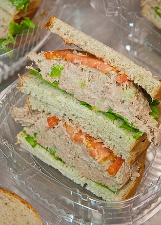 Tuna salad sandwich on white