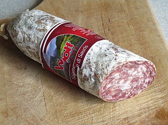 Salami sandwich on wheat, with cheese