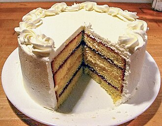 Cake or cupcake, white with white icing, from mix