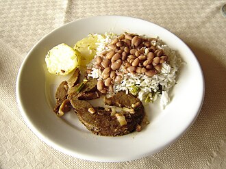 Beans and rice, from fast food / restaurant