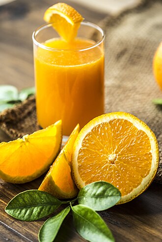 Orange juice, 100%, canned, bottled or in a carton