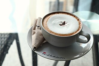 Coffee, Cappuccino, decaffeinated, with non-dairy milk