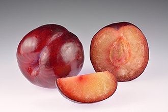 Plum, black, with skin, raw